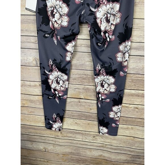 Apana XS NWt Floral Activewear Leggings Gray Yoga Gym Extended Waistband Cropped - Picture 6 of 10